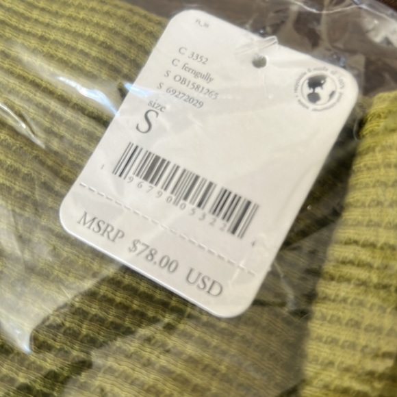 Free people Santa Clara thermal ferngully women top sweater top size S olive nwt - Picture 3 of 4